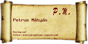 Petrus Mátyás névjegykártya