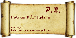 Petrus Mátyás névjegykártya